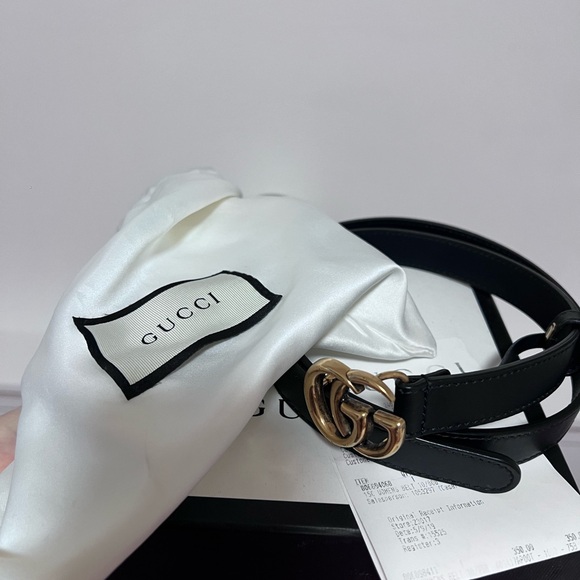 Gucci Belt Thin Black Gold - Picture 3 of 4